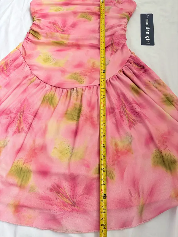 Madden Girl Pink Floral Strapless Mini Dress M NWT - Image 5