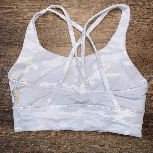 Lululemon Energy Longline Grey Camouflage Sports Bra Size 6 - Image 4