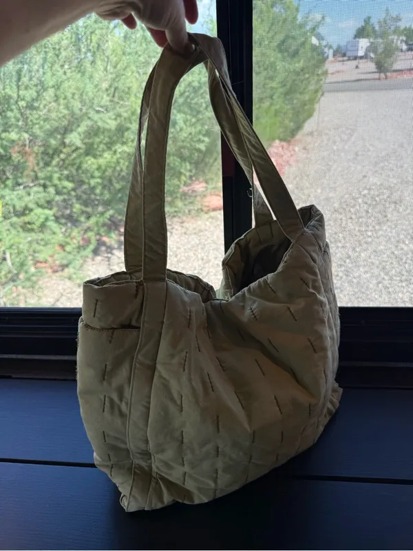 Handmade Style Quilted Cotton Tote | Target Style | Kantha Stitch Market Bag - Image 9