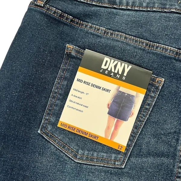 New Women’s DKNY Mid Rise Denim Skirt Size 12 - Image 8