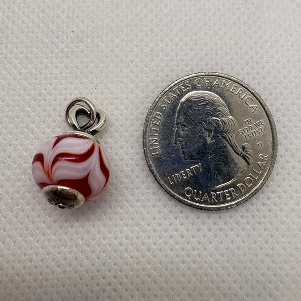 James Avery Retired Red White Art Glass Finial Heart Charm Sterling Silver Rare - Image 7