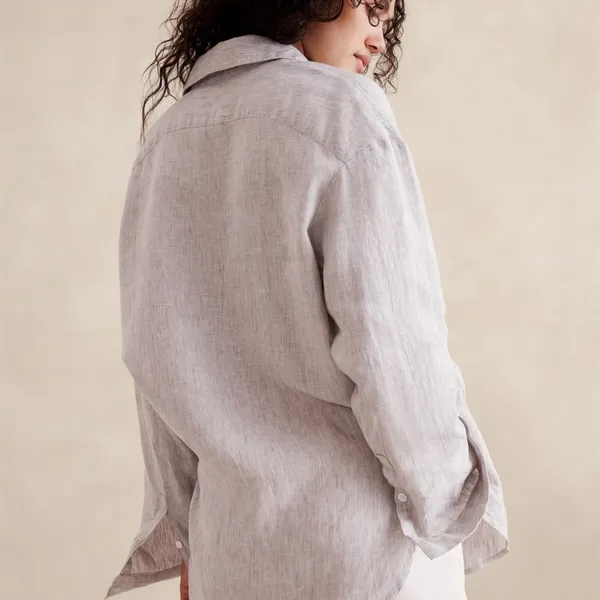 Banana Republic - Oversized Linen Shirt - M - Natural - Image 4