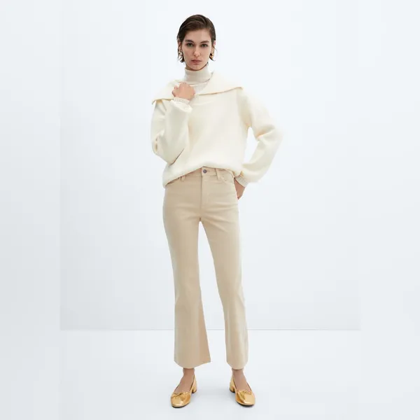 Mango Cream-Colored cropped flared Corduroy Jeans‎ - Image 12