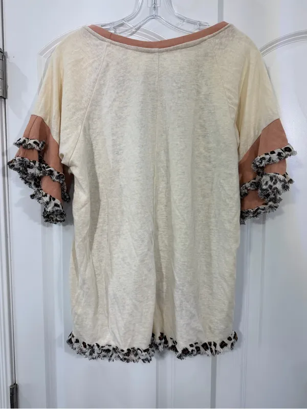 Umgee Cream Leopard Raglan Top with Brown Trim - Image 5