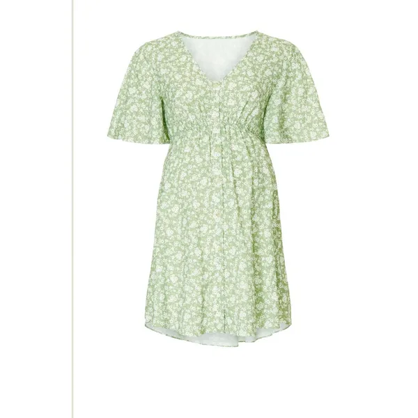 Soon Green Calico Babydoll Maternity Dress LARGE Cottage Prairie Designer $180 - Image 7
