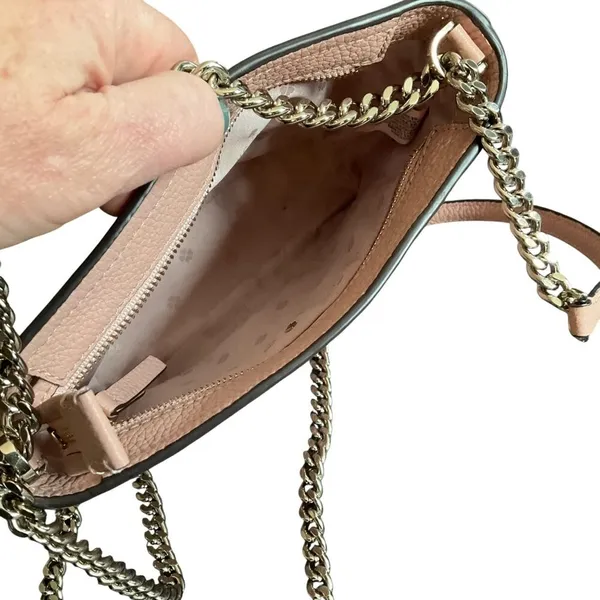 Kate Spade Polly Small Convertible Crossbody Blush Pink Leather Handbag Chain - Image 8