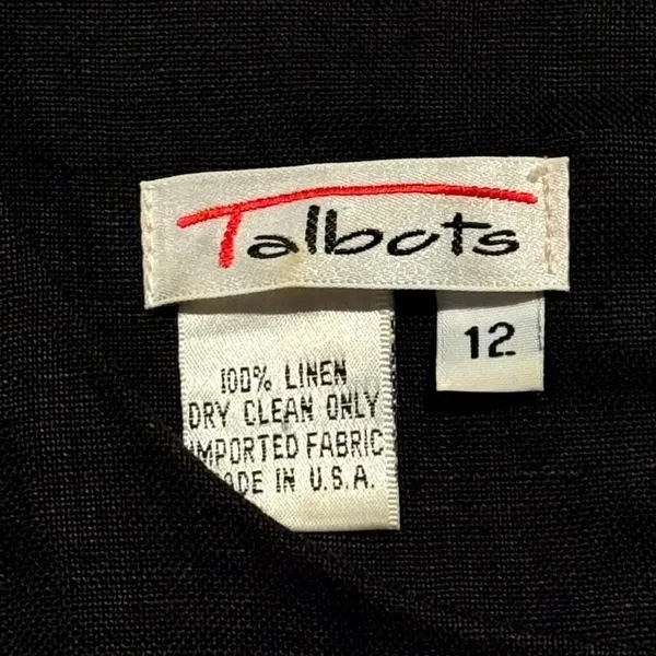 Vintage Talbots Dress Linen Quiet Luxury Minimalist Workwear Office Black 12‎ - Image 3