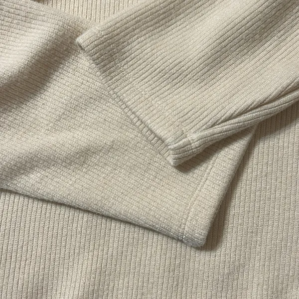 Anthropologie Cream Ribbed Square Neck Sweater Size 3X - Image 6