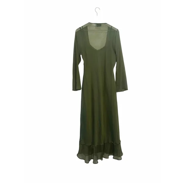 ASOS Ruched Bust Scoop Long Sleeve Maxi Dress Olive US 12 - Image 4
