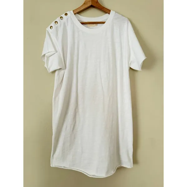 Anthropologie x Nation LTD Women's Dress Rowan T-Shirt Mini Cotton M‎ White Gold - Image 5
