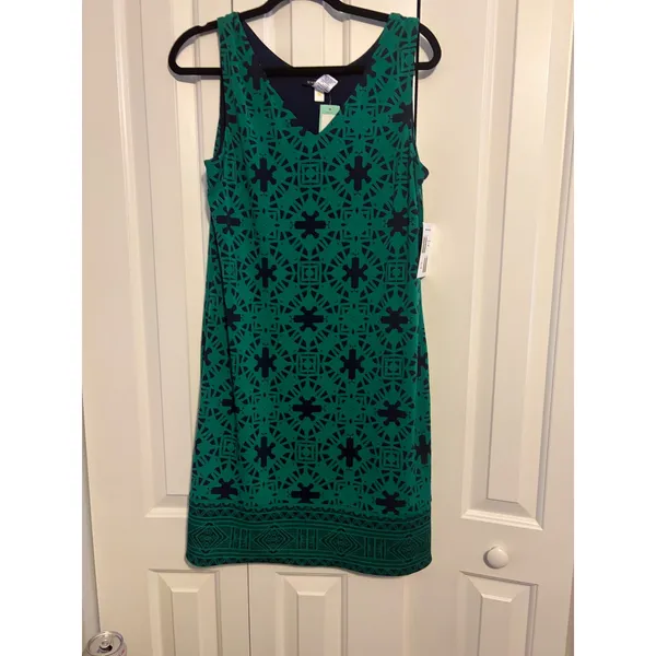 41 Hawthorne Perissa‎ Reversible Dress Green Navy V Neck Sleeveless L NWT - Image 2