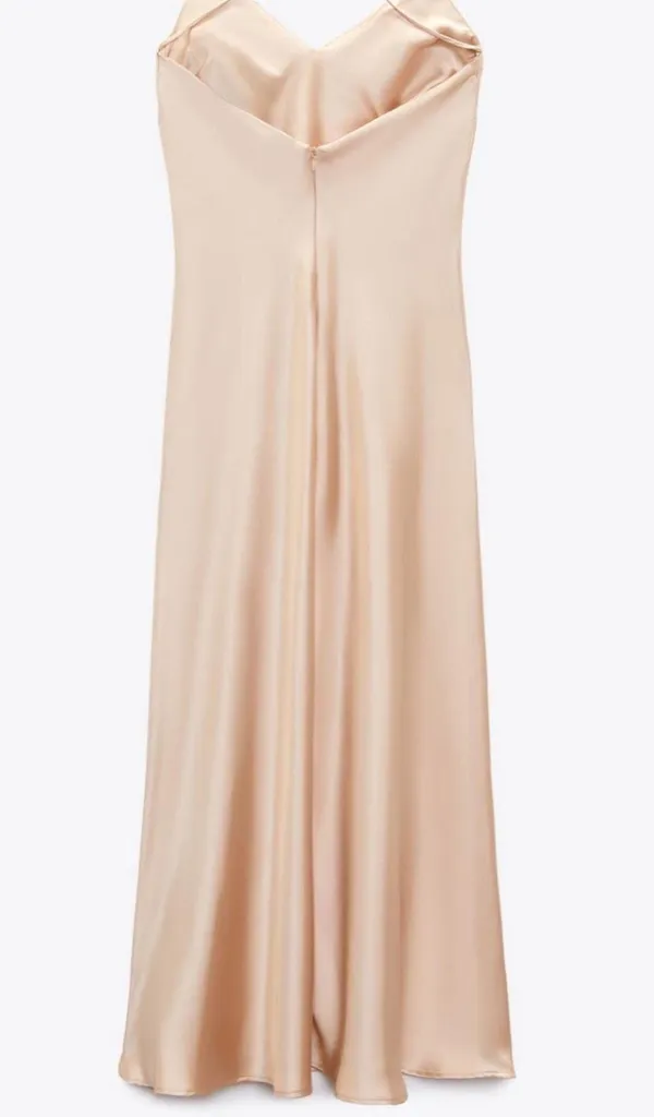 Zara maxi midi dress wedding dusty rose satin effect slip party evening - Image 6