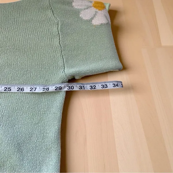 Hazel Moon Daisy Distressed Cropped Hoodie Sweater 3X Mint Green - Image 7