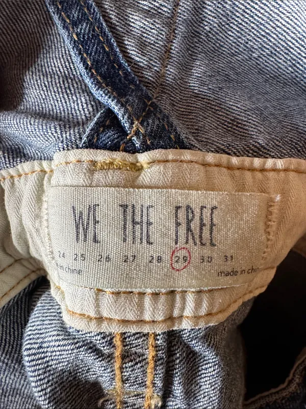 We The Free Free People Denim Shortalls Frayed Hem 100% Cotton Size 29 - Image 14