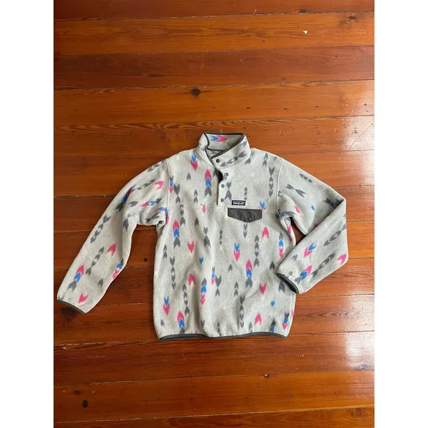 Patagonia Synchilla Snap-T Pullover Fleece Womens M Gray Print Lightweight - Image 5