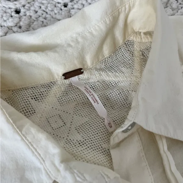 Free People Gauze Sleeveless Lace Tunic Top Cream (Medium) - Image 3
