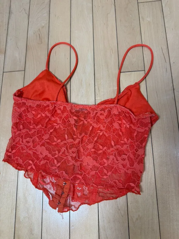 BERSHKA Orange Lace Corset Bra Top Bralette Cropped Size Small - Image 4