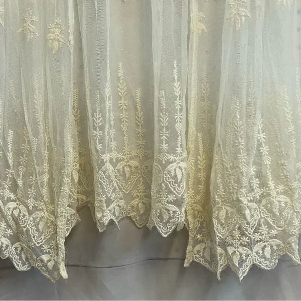 Lace Boho Sheer Embroidered Y2K Xhilaration Ivory Cream Floral Cardigan Duster M - Image 3