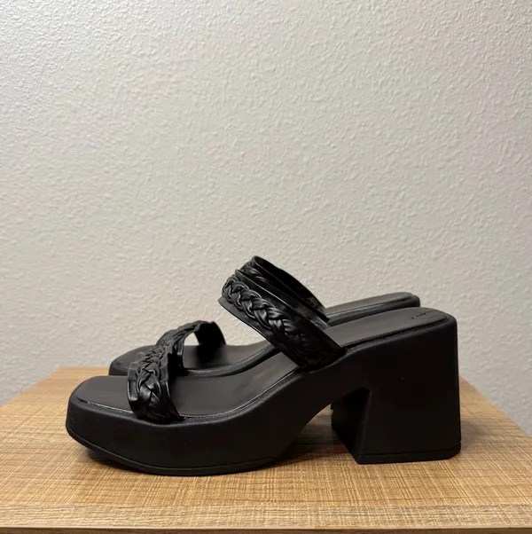 Black Platform Sandals Chunky Heel Size 8.5 - Image 3