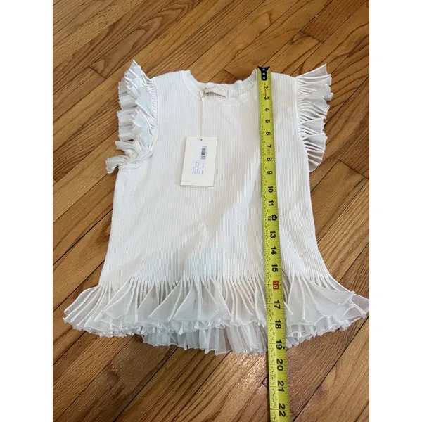 Ulla Johnson NWT Leila Flutter Sleeve and Hem Blouse in‎ Cowrie White Size Large - Image 6
