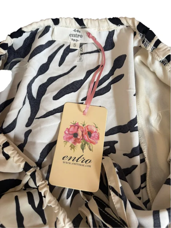 Anthropologie Entro Zebra Print Puff Sleeve Blouse Top Womens Small NEW - Image 8