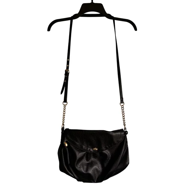 Juicy Couture Black Pebbled Hobo Shoulder Bag Gold Chain Pink Interior - Image 3