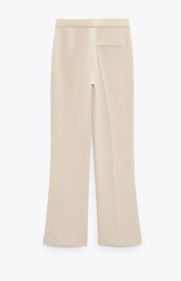 ZARA Cream Beige Wide Leg High Waisted Soft Pants - Image 6