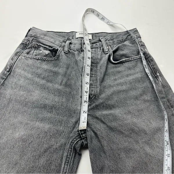 Agolde 90’s Crop Faded Black Trip Dark Grey Gray High Rise‎ Loose 24 Denim Jean - Image 10