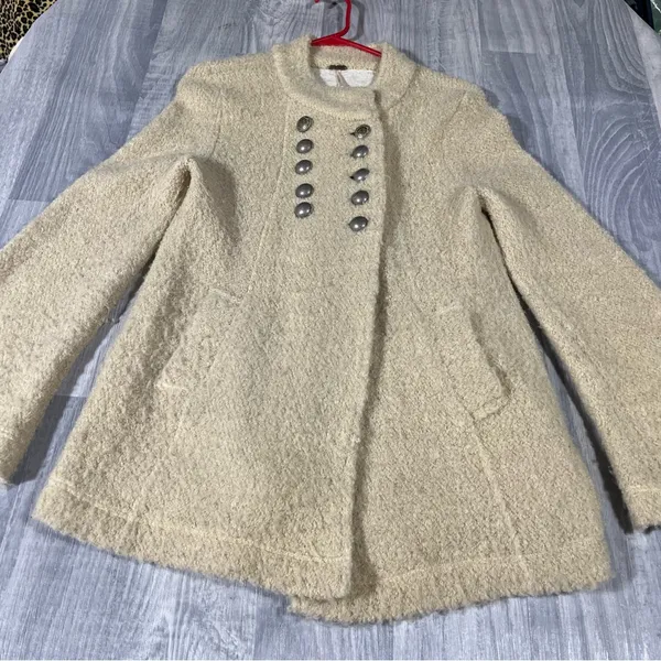Free People Cornflower Tan Military Sweater Coat; Medium - Image 3
