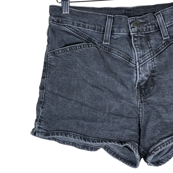 Levis Western Jean Shorts Yoke High Waisted Faded Black Denim Cowgirl Size 28 - Image 3