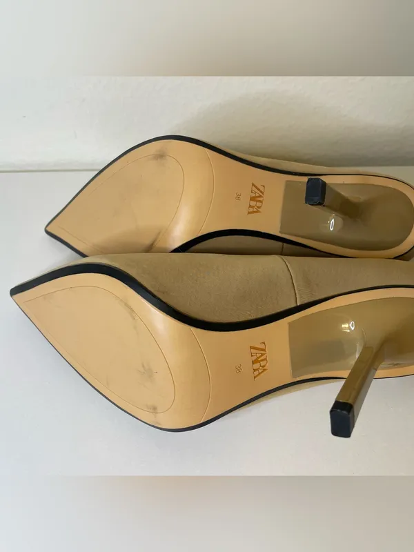 Zara NWT‎ Women’s Pointed Toe High Heels Pumps in Light Tan Size 7.5 - Image 10