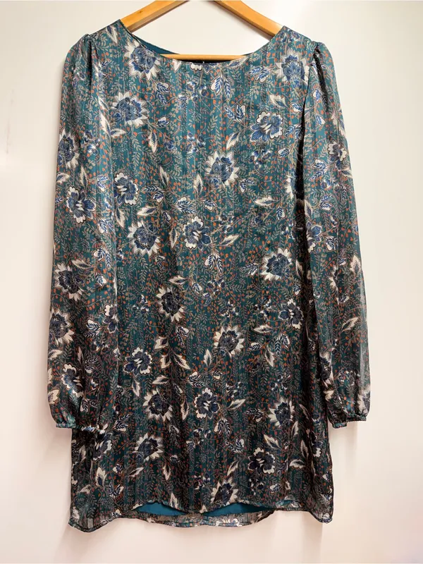 Lulus Ashford Forest Green Floral‎ Shift Dress medium - Image 3