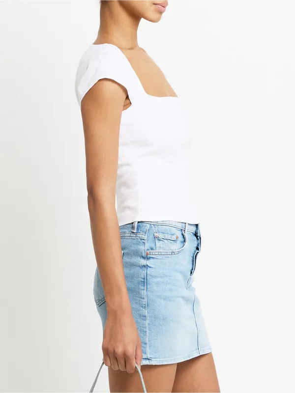NWT Kourt Nadia Linen Top size 0 White cap sleeve crop Tibi Few Moda - Image 4