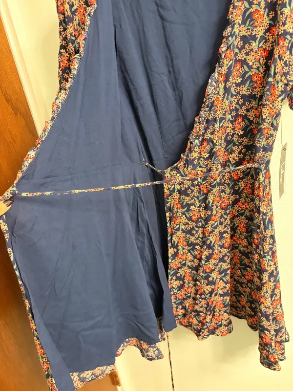 Lulus Audacious Audrey Navy Blue Floral Print Wrap Dress - Image 5