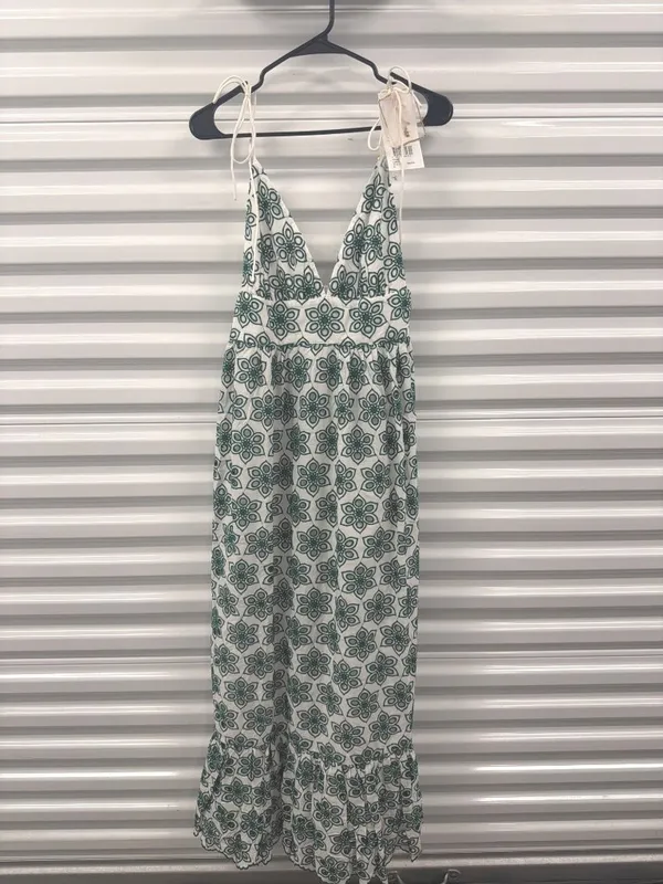 Sundress Louve Long Dress Eyelet Green Womens Size Medium - Image 5