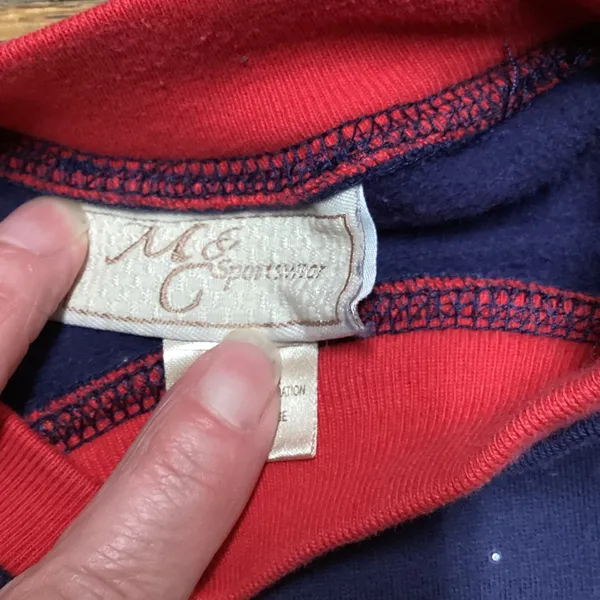 Y2K Double Layer Collar Sweatshirt. Size Large Red - Image 4