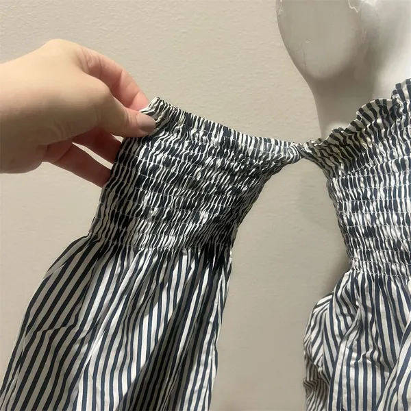 Faithfull The Brand Women's Off-Shoulder Striped Crop Top Size M - Image 7