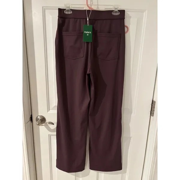 Halara High‎ Waist Wide Leg Trousers Button Front Pockets Plum Purple Career M - Image 4
