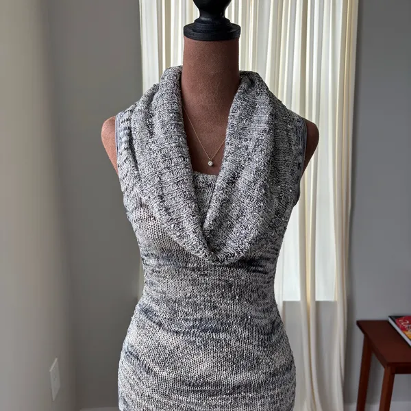 Y2K Vintage Arden B Sequin Dress Knit Tunic Whimsigoth Fairy 2000s Cowl Neck XS - Image 13