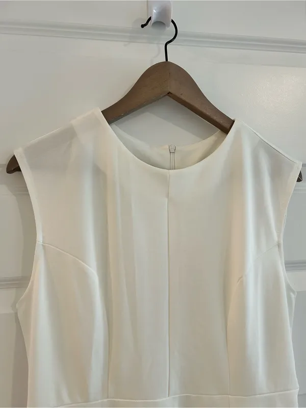 Cream Sleeveless Midi Dress Size L - Image 2