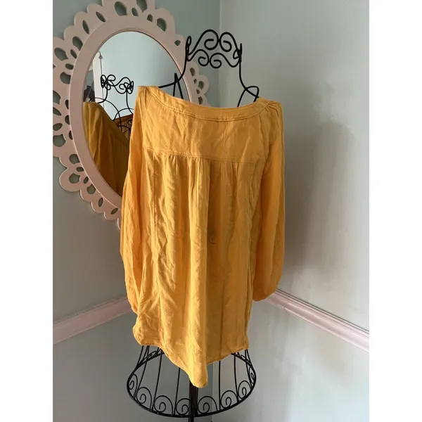 Anthropologie 4 Maeve Mustard Yellow Flowy Long Sleeve Top Sz 4‎ - Image 2