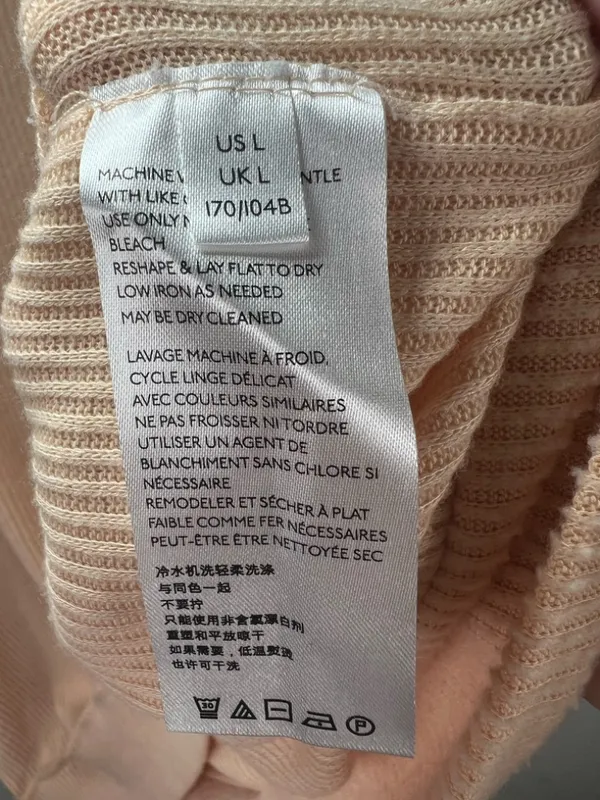 Free People We The Free Main Squeeze Hacci Balloon Sleeve Shirt Peach Slouchy Lg - Image 13