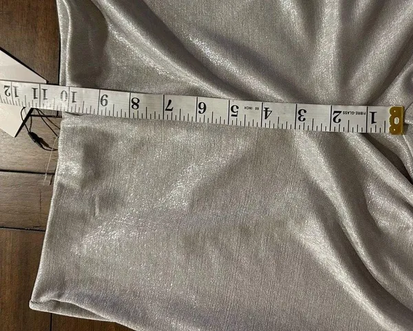 ZARA Silver Shimmer Stretchy Pull On Wide Leg Pants Size Small New with Tags - Image 11