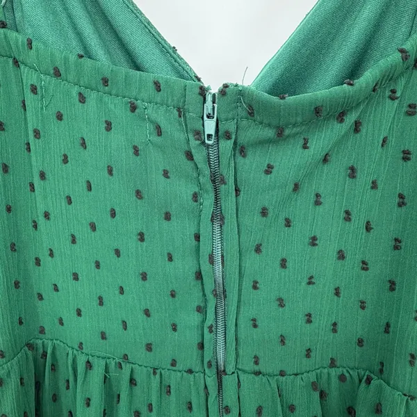 Altar'd State Swiss Dot Ruffle Mini Dress Women Medium Green Boho Feminine Lace - Image 5