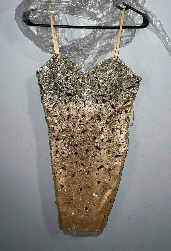 Mini Homecoming Dress Tan Size 2 - Image 7