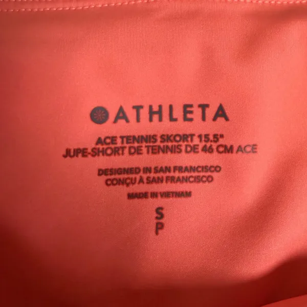 Athleta Ace Tennis Skort 15.5 Coral Pink Active Skirt Built-in Shorts Small - Image 4