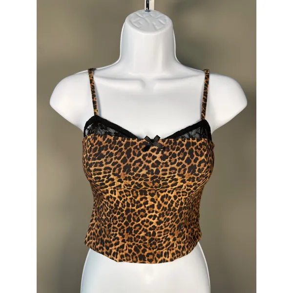 Edikted Leopard Print Lace Trim Cami XS Y2K Indie‎ Sleaze Corset Tank - Image 2