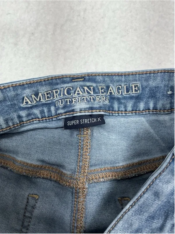 Womans Excellent American Eagle Jegging Distressed Stretch Blue Jeans Size 10 - Image 4