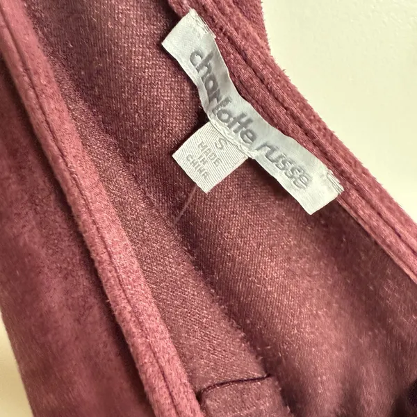 Charlotte Russe Burgundy Faux Suede Flounce Skirt Asymmetrical NWT Small Western - Image 7