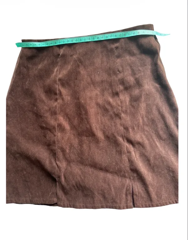 1990s Genuine Suede Brown Minimalist Micro Mini Skirt 32 (XS/S) - Image 3